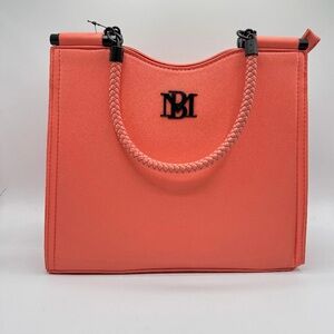 Badgley Mischka Coral Handbag with Braided Handle NWT